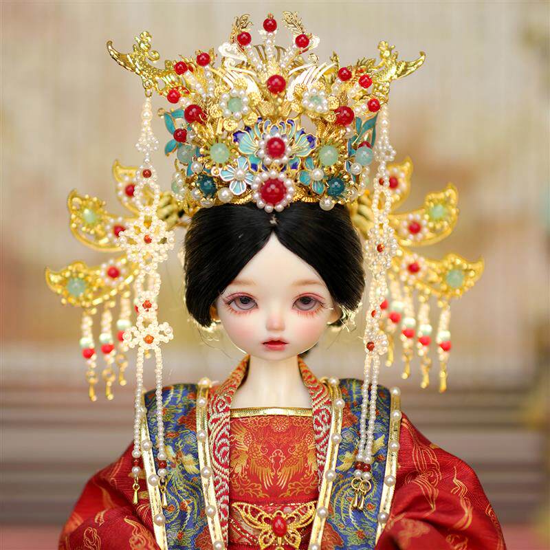 新年拜年服皇后娘娘套装婚服bjd娃衣diy材料包6分4分小布ob24ob11