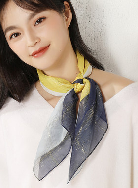 真丝丝巾小方巾女桑蚕丝围巾纱巾秋冬款洋气时尚高档2021新款爆款