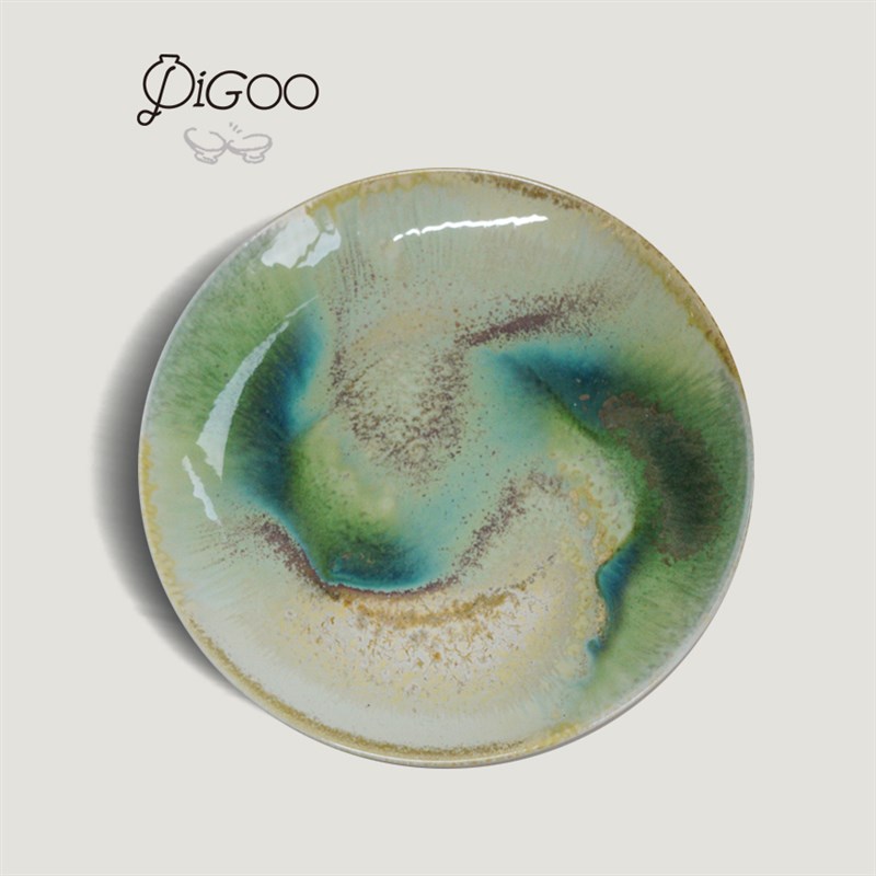 游春PiGoo手作瓷器 景德镇陶瓷餐盘 耐高温窑变釉创意生日礼物