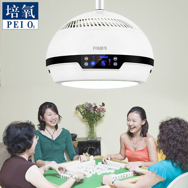 棋牌室空气净化器麻将室机器吸烟灯家用升降吊灯茶楼火锅店排烟机