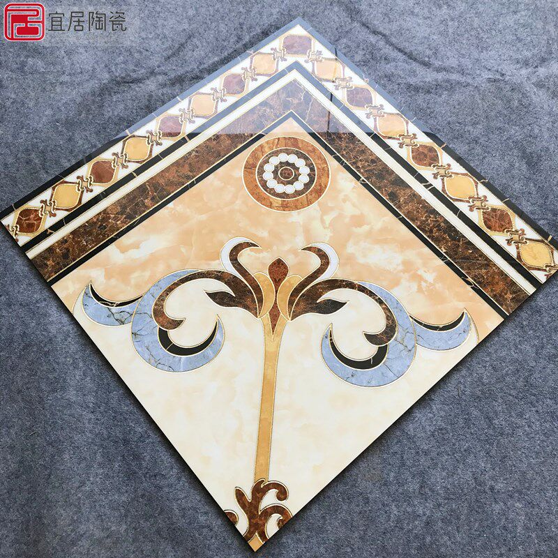 欧式客厅地板砖 拼花地砖800x800拼花入户过道走廊抛晶砖拼花瓷砖