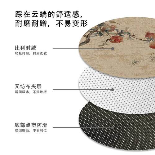 新中式简约书房转椅地毯防滑耐磨地板保护垫子电脑椅卧室地垫脚垫