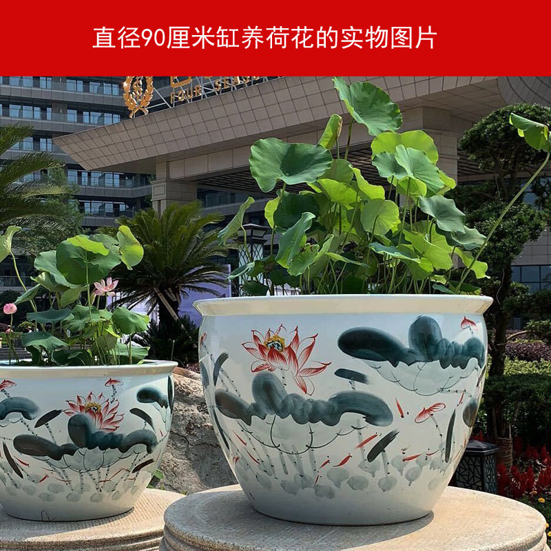 鱼缸陶瓷大号室外水缸陶瓷家用储水庭院荷花睡莲缸大景德镇青花瓷
