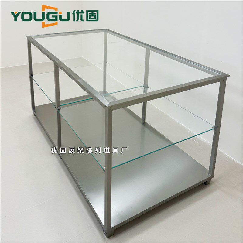 服装店不锈钢中岛台女装店流水台玻璃展示架工业风中岛陈列置物台