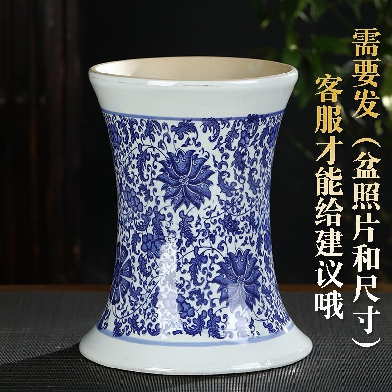 景德镇陶瓷缸落地立柱式客厅大号吸水石盆庭院单瓷脚陶瓷立柱仿水