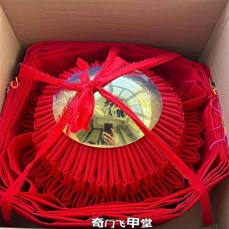 出口款马来西亚款手工制作金色红布花球圆边神红球13号大红花球