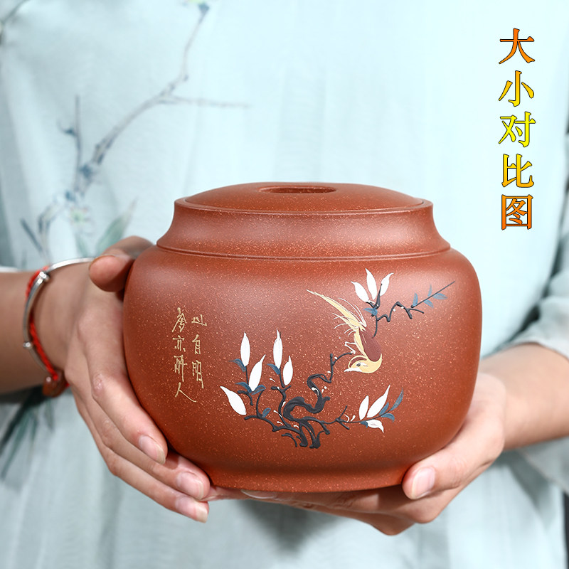 紫砂茶叶罐大号一斤装普洱醒茶罐子陶瓷500克乌龙红茶储存密封罐