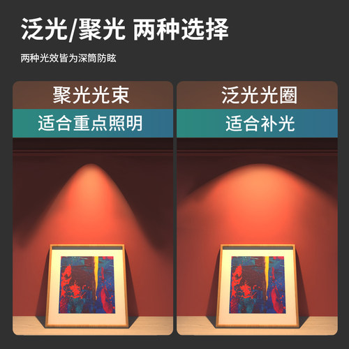 无主灯明装射灯深杯防眩led免开孔家用客厅照明圆形cob吸顶式筒灯