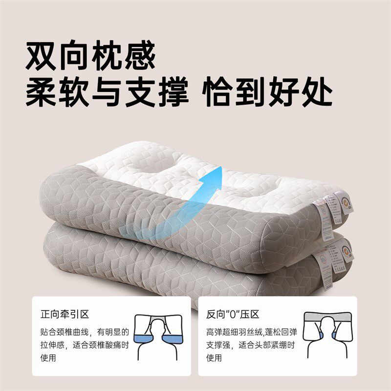 反牵引乳胶枕头护颈椎枕芯助睡眠专用成人家用一对男学生分区肩颈