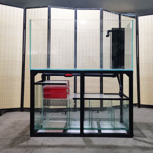 黑玻直角溢流鱼缸超白玻璃底滤海水乌龟龙鱼锦鲤大中小型客厅定做
