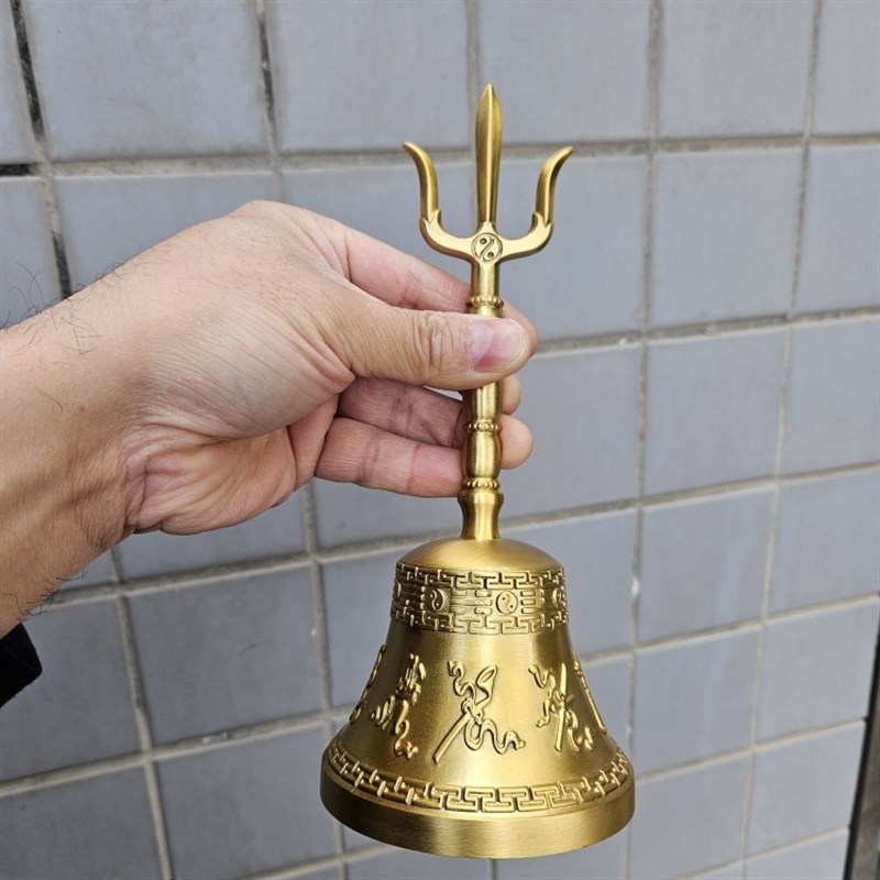 黄铜三清铃暗八仙太极八卦三叉铃手摇铃铃铛铃子铜铃