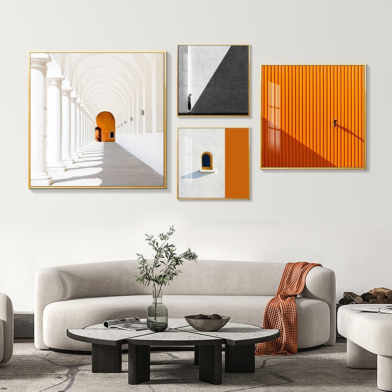 北欧个性沙发背景墙挂画轻奢客厅装饰画大气餐厅墙面四联组合壁画