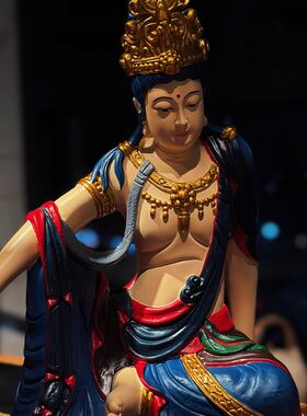 高档中式客厅玄关店铺造景布置装饰雕塑禅意自在观音菩萨佛像摆件