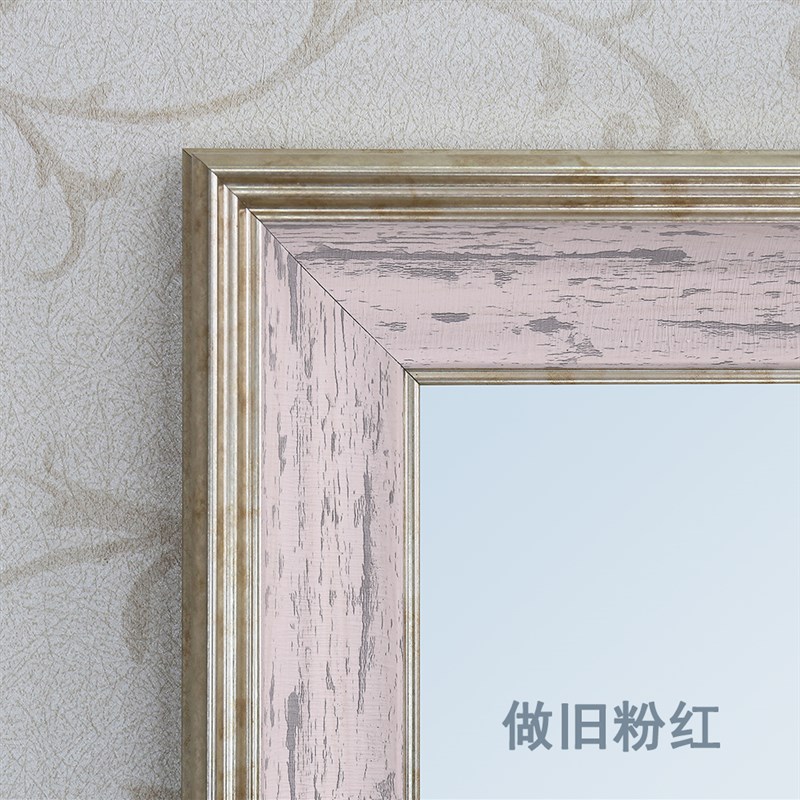 方形做旧新古典壁挂墙式理发店欧式落地支架全身超白镜子送货入户