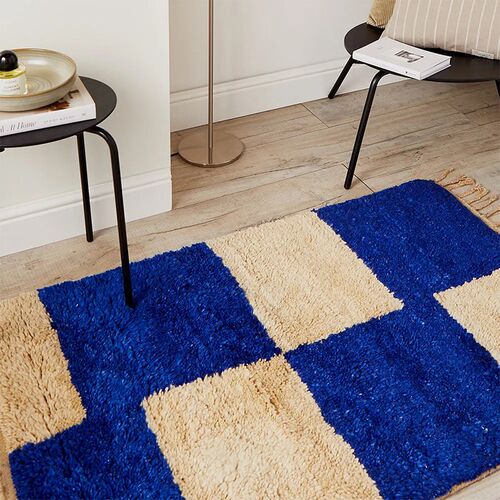 丹麦Ferm Living羊毛地毯客厅沙发茶几毯拼接撞色卧室床边毯地垫