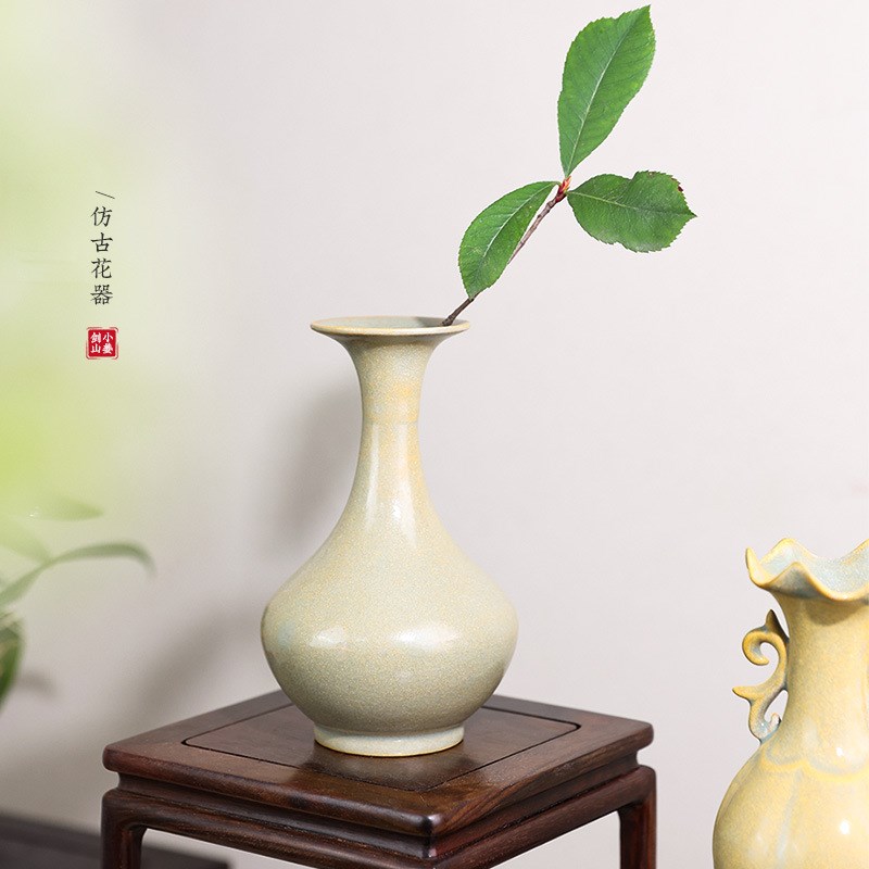 仿古复古陶瓷小花瓶中式插花中古花器花艺做旧茶席小口径创意器皿
