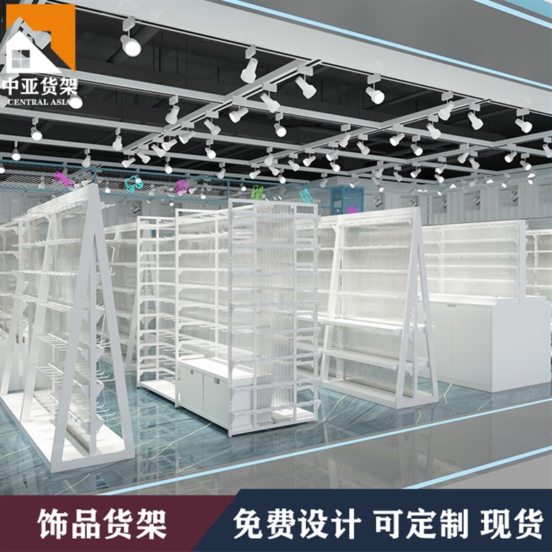 头饰展示架饰品货架耳环挂件精品店展示柜直播中岛柜名创双面货架