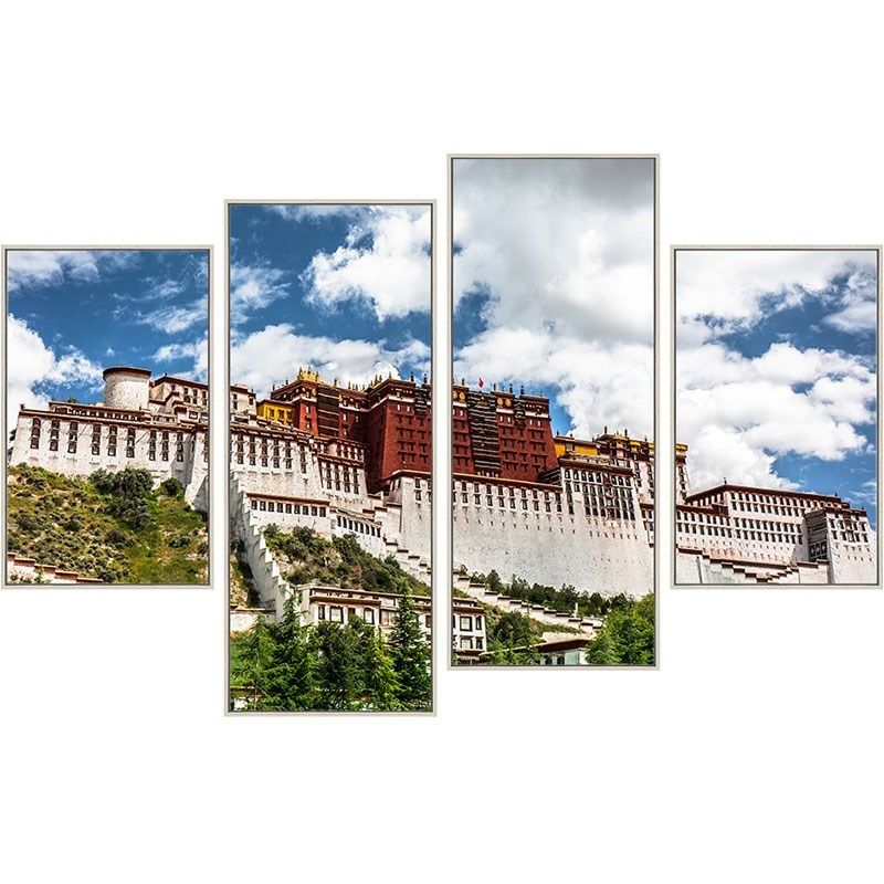 客厅挂画布达拉宫背景墙有框画西藏拉萨城市建筑风景画大幅装网红