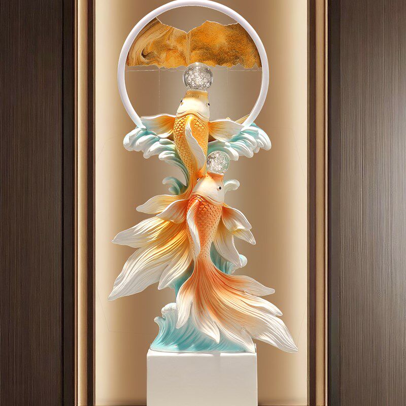 年年有鱼创意流沙画摆件高级感客厅电视柜酒柜装饰品乔迁新居礼物