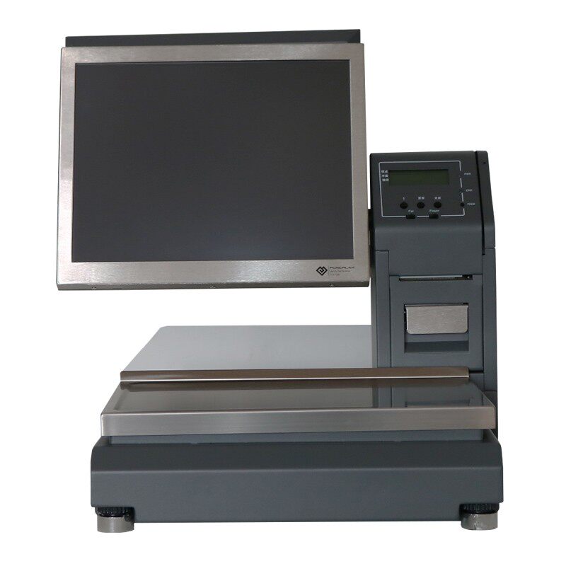 建宇电子秤收银秤PC零熟食水果连锁店触摸屏收银称重打印票一体机