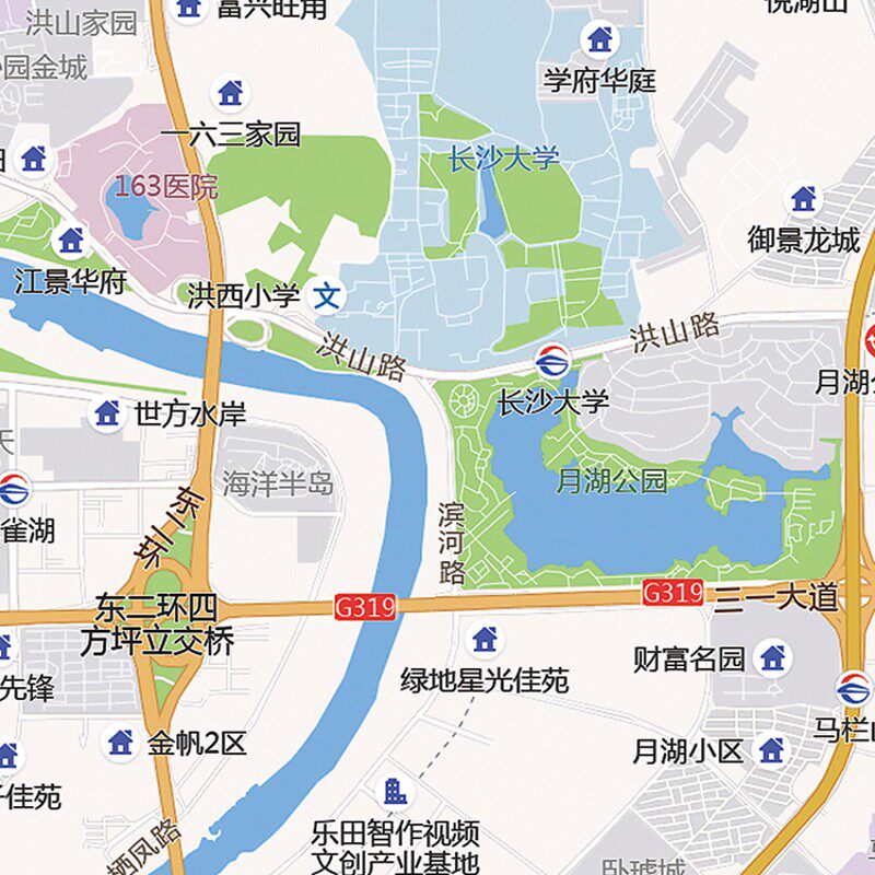 2021新款长沙市城区地图办公室挂图高清防水墙壁装饰实物推荐定制