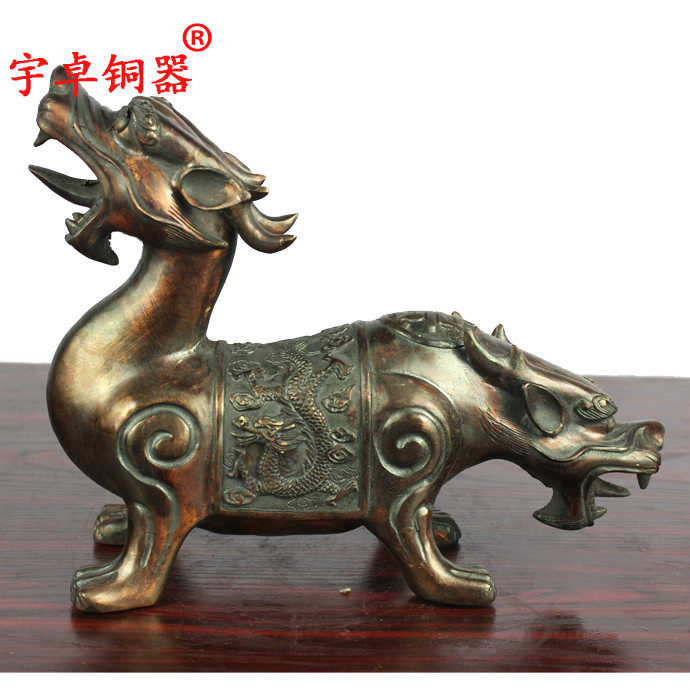 宇卓铜器铜双头貔貅工艺品摆件 纯铜貔貅黄铜貔貅开业礼品