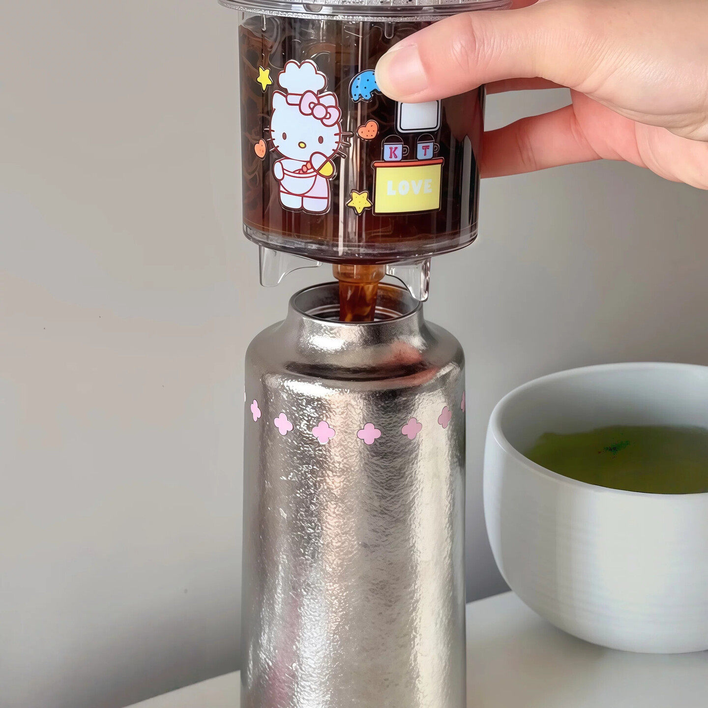 自制饮品！哈喽Kitty飘逸杯泡茶壶高端茶水分离过滤器玻璃泡茶壶