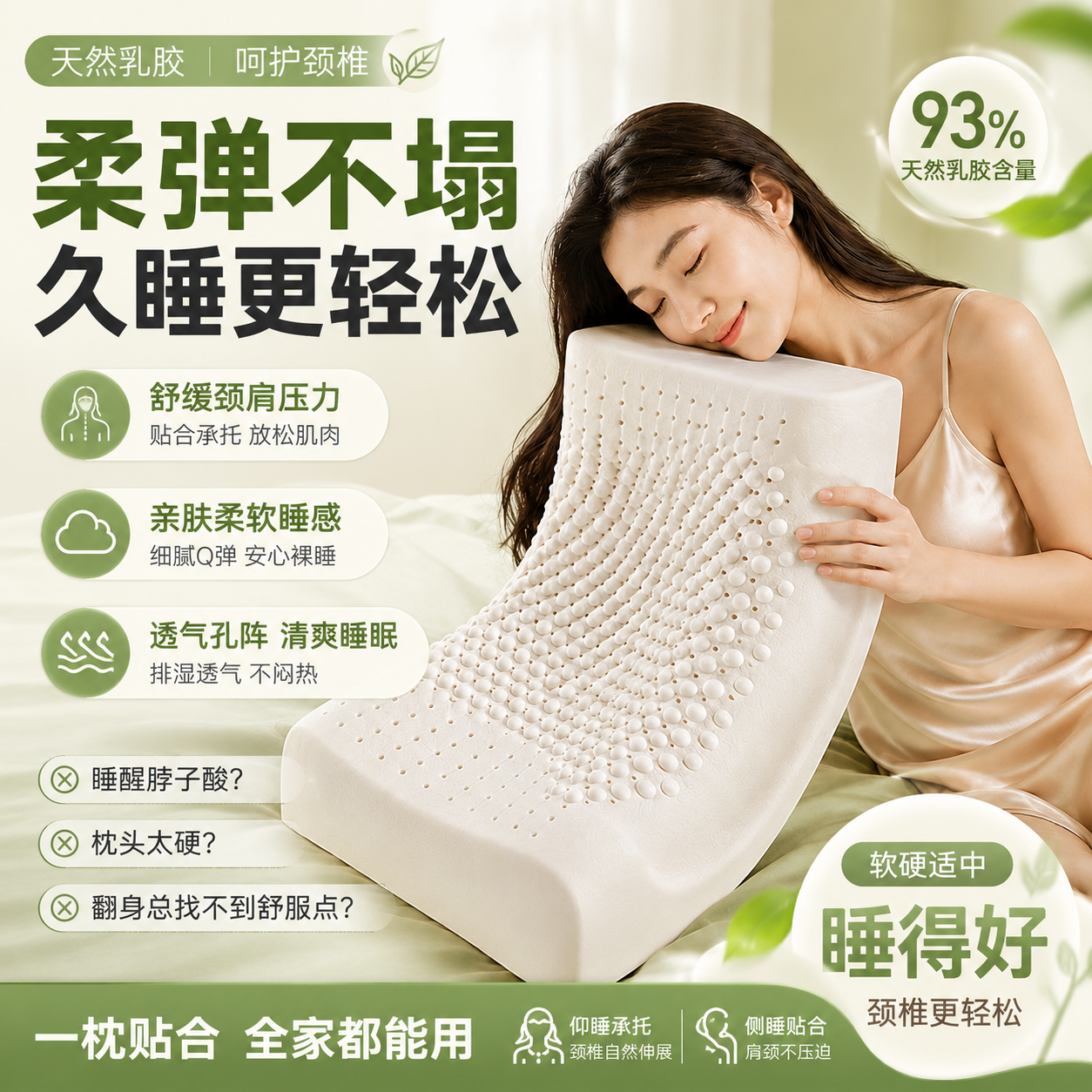泰国天然乳胶枕头护颈椎助睡眠官方旗舰店宿舍成人青少年枕芯专用