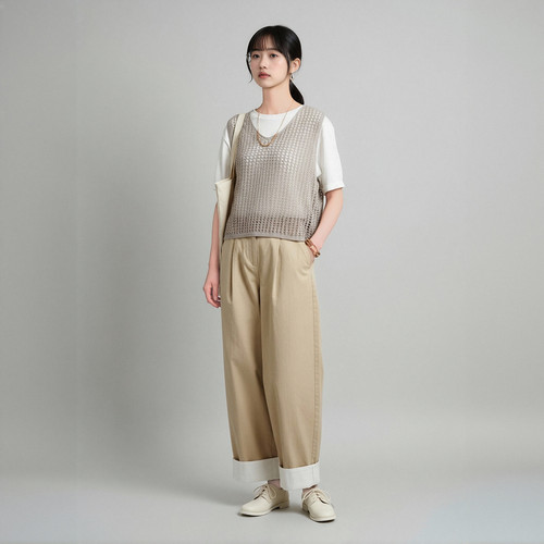 西町村屋简约休闲感内外套女装夏季新款文艺风百搭套装XHAB10474