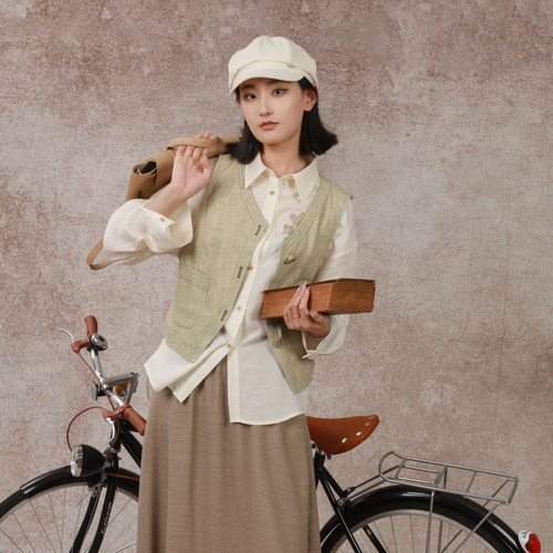 西町村屋气质重工刺绣衬衣女