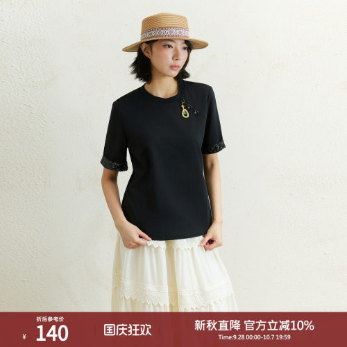 宅慧影西町村屋新中式短袖T恤女装夏季新款休闲宽松上衣ZB9106001