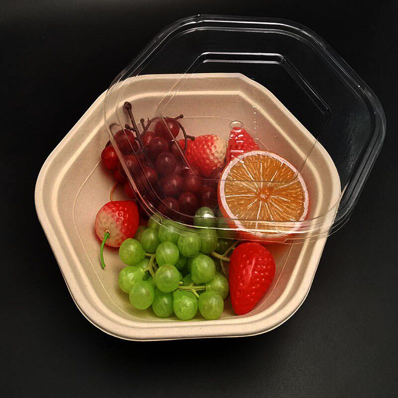 六角形打包盒意面打包碗轻食外卖水果便当盒饭盒健身餐沙拉蛋糕盒