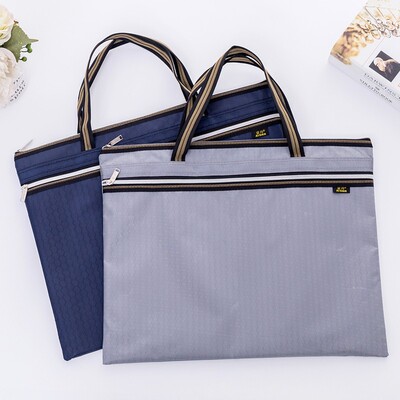 A3帆布手提文件袋大号拉链双层8开文件包资料美术用品收纳袋防水