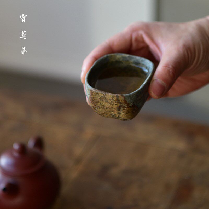 冰碛岩石品茗杯 手工随形原石杯 石杯子奇石茶杯品杯主人杯品茶杯