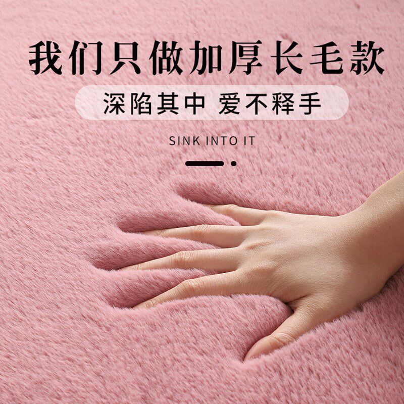 粉色仿兔毛地毯加厚女生卧室床边毛毯地垫ns风客厅茶几榻榻米绒垫