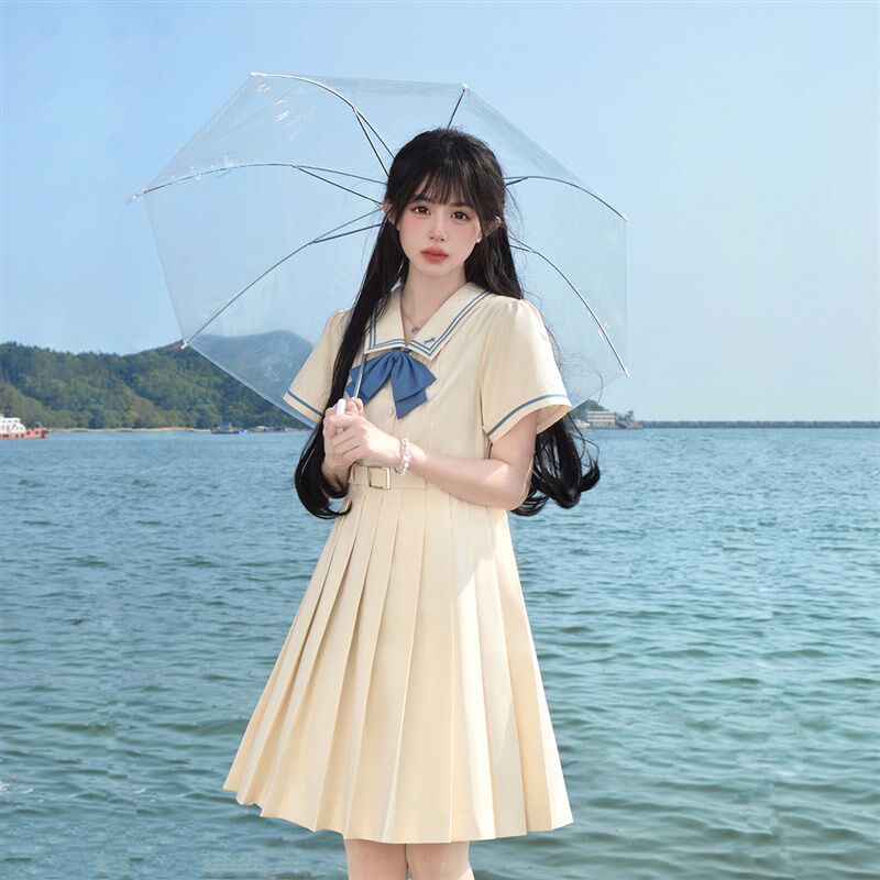 樱花家族jk连衣裙【小月町】甜美学院风制服中长款百褶裙短袖女