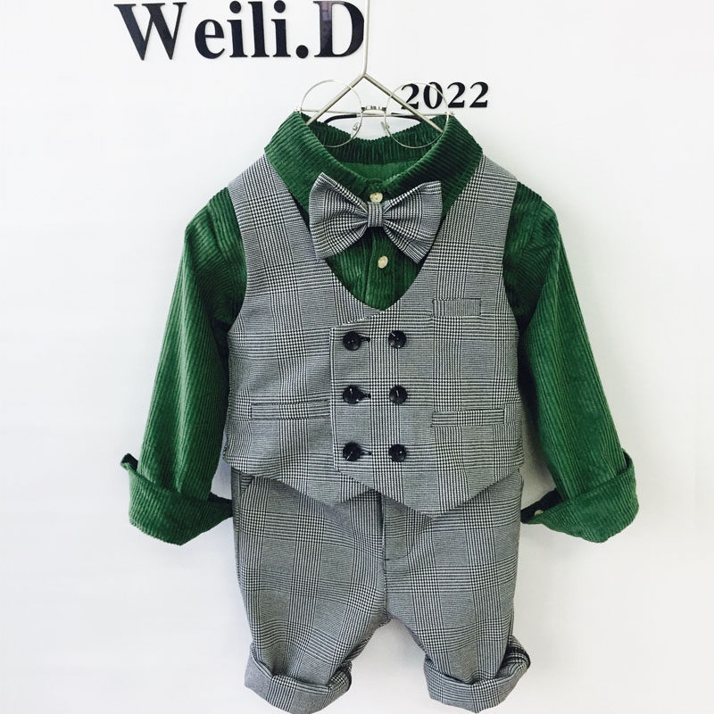 2023春秋季新款男童周岁礼服 男宝宝抓周小西装套装花童演出服帅