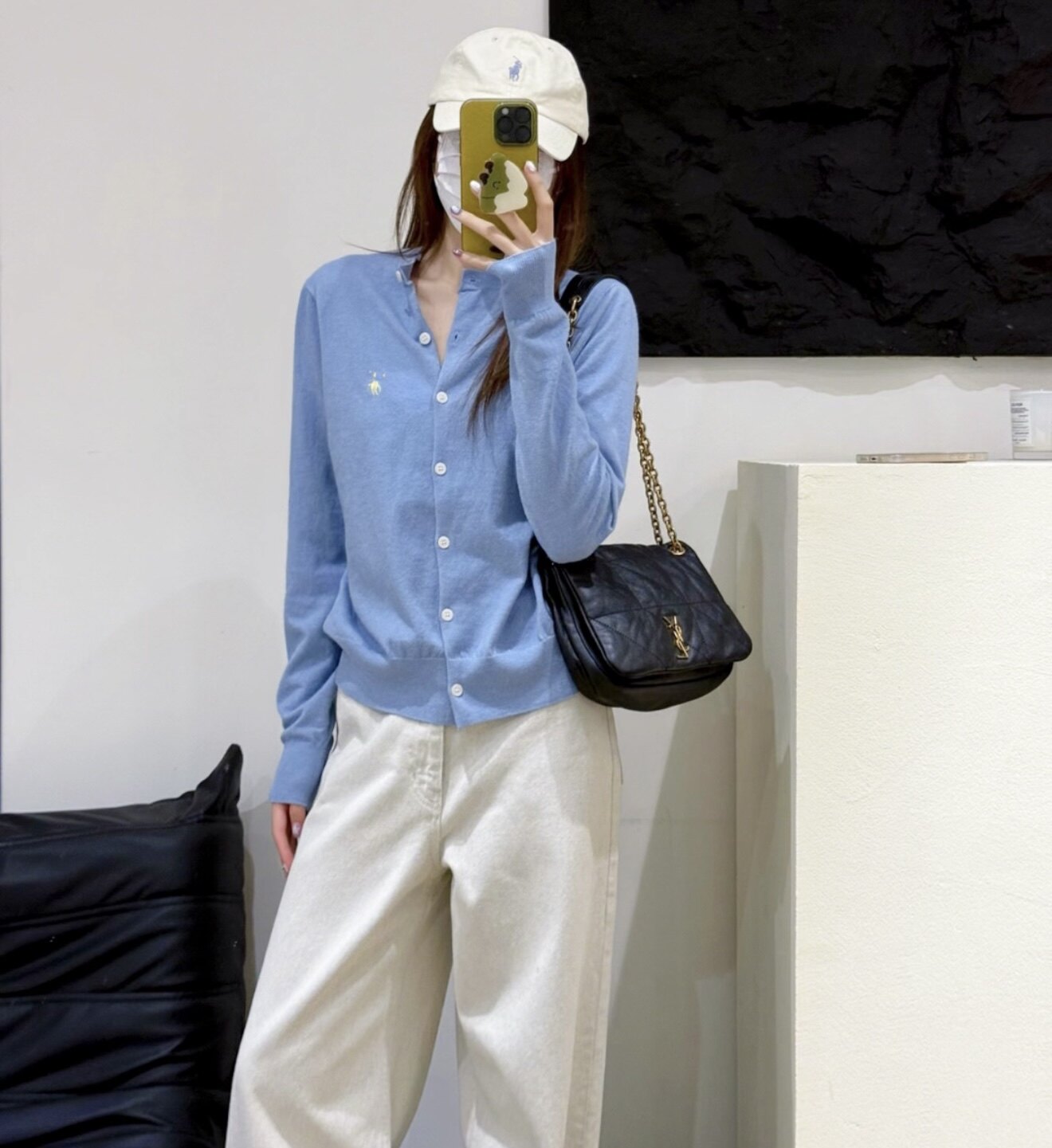 【出口渠道】马标匹马棉针织开衫女薄款圆领镜面百搭舒适长袖外套