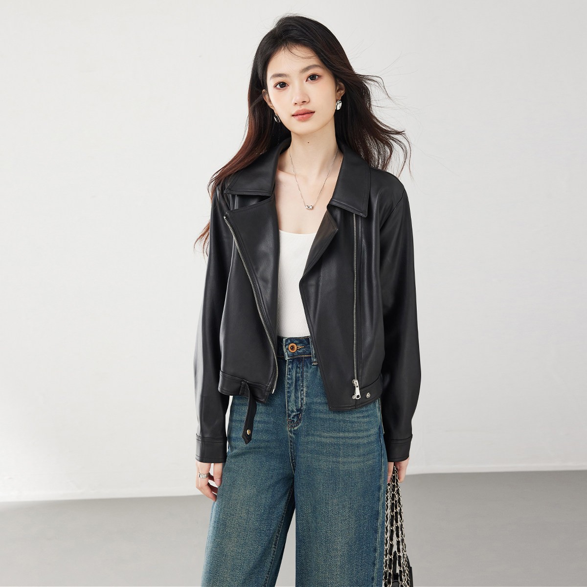 SerinaBlue2026秋季新款皮衣外套女短款高级感机车服夹克上衣