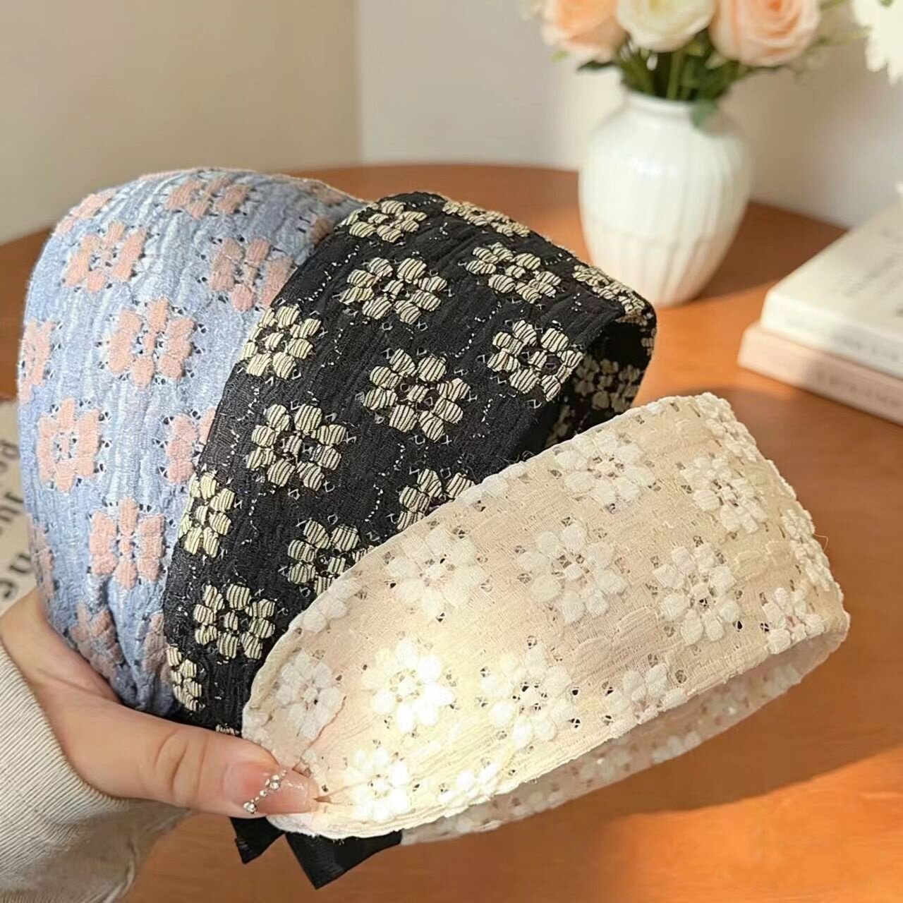 女士日常外戴发箍遮白发宽边图片