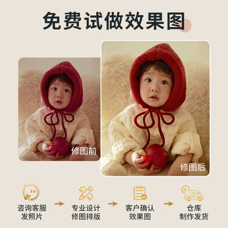 儿童照片定制相框摆台冲印婴儿相片制作相册宝宝满月周岁相框定制