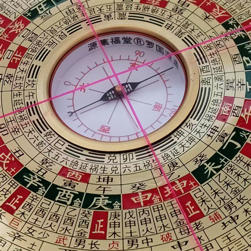 集福堂大字体纯铜高精度罗盘专业正宗8寸风水罗经仪三合新款综合