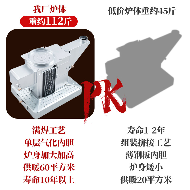 家用室内柴火炉高端农村取暖炉气化炉子烧煤炭柴煤两用烤火炉无烟