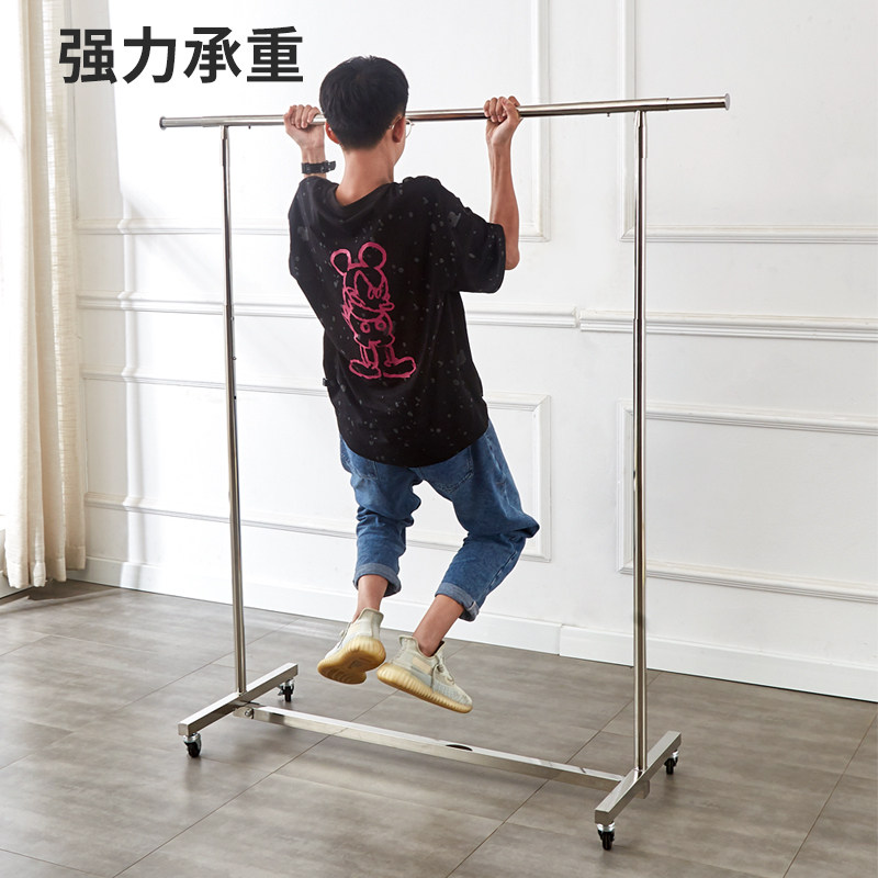 单杠货架折叠挂衣架服装店展示架带轮子伸缩落地式地摊移动龙门架