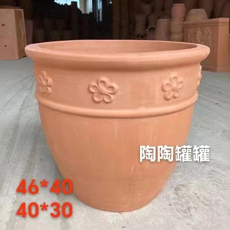 新品厂家直销大口径花盆红陶粗土盆景观陶罐别墅庭院民宿户外花盆