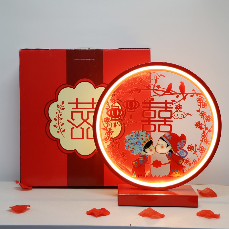 中式结婚台灯婚房床头灯红色婚房陪嫁灯长明灯一对结婚用新婚礼物