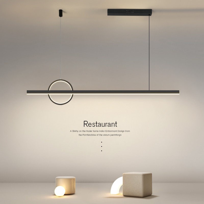 北欧简约餐厅吊灯100CM-120CM LED变光长条饭桌灯 铁艺喷漆磨砂灯