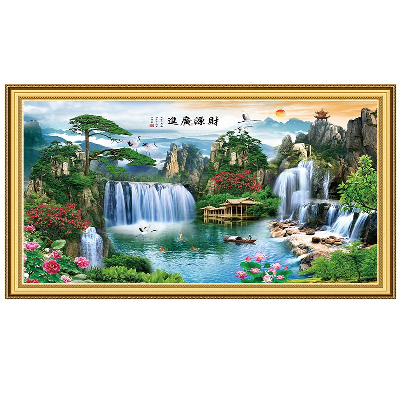 立体自粘贴画壁画壁纸墙纸墙贴山水画沙发贴纸客厅电视背景装饰画