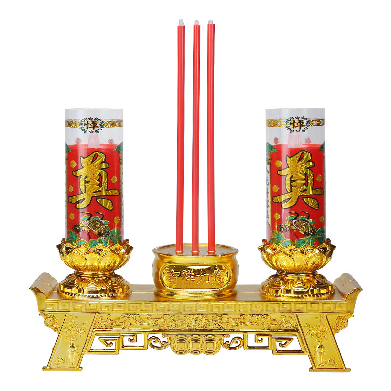 白事仿真电子蜡烛灯祭祀殡葬扫墓清明节日插电电池双用香炉长明灯