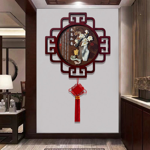 客厅装饰画新中式入户玄关挂画壁画福字中国结沙发背景墙玉雕画